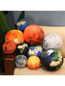 1pc Realistic Earth, Sun, Moon, Mars Plush Stuffed Doll Cushion, Space Theme Decorative Pillow, Birthday Gift, Cuddle Doll, Office Desk Decor,Uranus,Deep Space,Sun And Moon Plush - Multicolor - View 4