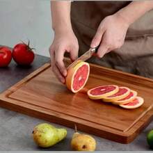 Large/Medium/Small Size Wooden Cutting Board With Non-Slip Base And Grooved Surface, Suitable For Meat, Vegetables, Cheese, Multi-Purpose Food- Cutting Board, Portable, Suitable For Home, Camping, BBQ, Holiday Gifts, Wooden Cutting Board, Carved Wooden Cutting Board, Hardwood Cutting Board