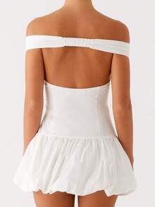 Women's Off - The - Shoulder Puff - Skirt Mini Dresses For Spring/Summer Party, Date  Vacation - White - View 6