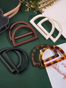 8/2pcs Bag Handle Replacement Parts, D-Shape Wallet Handle Replacement Parts, 4-Color Decorative Bag Handle For DIY Handbag, Wallet Making, Suitable For Beach Bag, Crochet Straw Bag - Multicolor - View 6