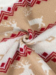1pc Teen GirlLoose Fit Cozy Knit Sweater With Reindeer & Snowflake Pattern, Suitable For Christmas, Indoor & Outdoor Wear, Autumn/Winter New - Multicolor - View 7