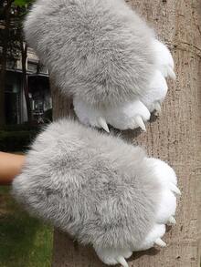 Furry Paw Gloves - Halloween Cosplay Cat Claw Design With Soft Fur, Perfect For Fursuit Paws And Head Accessories - Nhiều màu - Xem 3