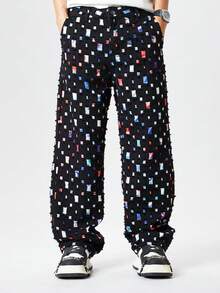 Baggy White Straight Leg Denim Pants Fashion Casual Relaxed Fit Hip Hop Non Stretch Relaxed Long Jeans Summer Mid Rise Streetwear - 黑色 - 查看 14