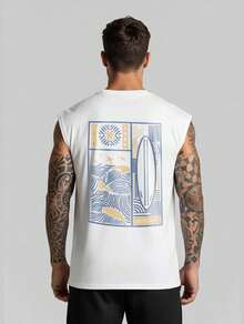 Streetwear T-Shirt Surf Life Is Good Tank Top Oversized Shirt Men's Summer Style Beach Summer Cropped Top Unisex Wide Cotton Gym - trắng - Xem 1