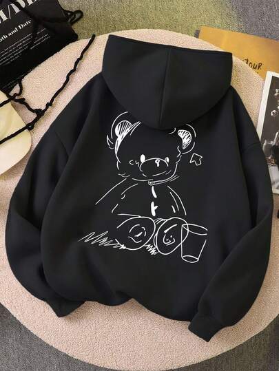 Ropa para niña preadolescente. Sudadera con capucha para niñas con estampado de oso. Suave y lavable a máquina, casual y de moda, adecuada para viajes, fiestas y uso en el campus. Apropiada para la escuela, vacaciones y atuendos de compras. Navidad