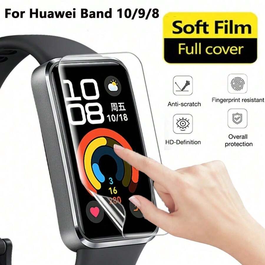 Compatível com Huawei Band 10 9 8 Película de Hidrogel Banda Inteligente Protetor de Tela Anti-Arranhões Flexível Durável Não Vidro Película Protetora Acessórios de Smartwatch - Filme de hidrogel 3PCS - Visão 1