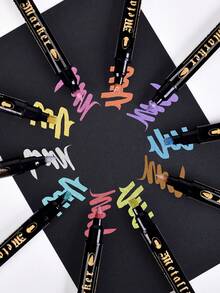 Double Headed Metal Marker Pen, 12 Colors, 24 Colors, 36 Colors Set, Greeting Card Holder, DIY Graffiti Painting Calligraphy Pen
