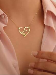 1pc Customized Running Horse Name Necklace, Unisex Stainless Steel Animal Pendant Necklace, Personalized Jewelry Gift - Multicolor 2 - View 4