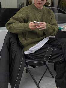 Lightweight, Loose Fit Knit Sweater With Textured Pattern, Casual Unisex Design, Suitable For Autumn And Winter, Long Sleeve Top