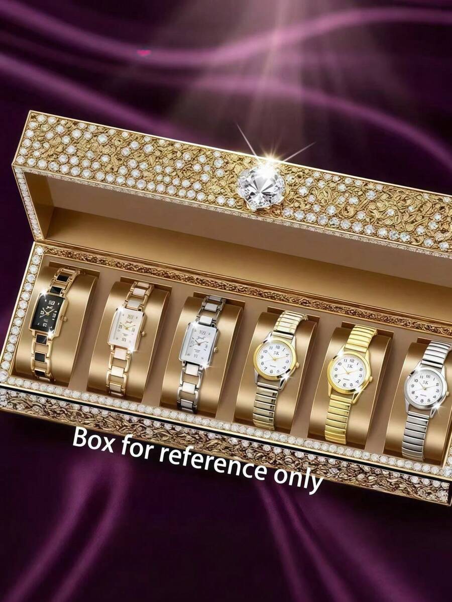 6 件女士百搭优雅腕表套装，圣诞节、生日、周年纪念礼物 - 彩色 - 查看 1