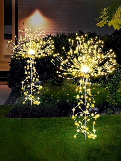 1串110/250/350 LED太阳能铜线仙女灯串，户外DIY地灯，可定制任意形状，适用于节日装饰、庭院、草坪和花园照明