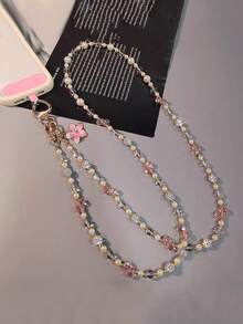 水晶莱茵石球挂绳带 - 斜挎/单肩款式，长度较长，适合户外、旅行、摄影、购物，可与手机兼容，可作为送给母亲、家人、朋友、生日、节日的礼物，手机挂饰，手机链