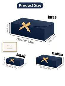 海军蓝色带盖礼盒，蓝色牛皮纸礼盒，伴娘求婚礼盒（带丝带），适用于婚礼、包装、礼品、生日、纸杯蛋糕盒、情人节礼盒
