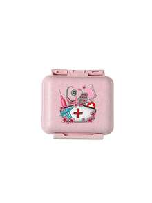 Mini 6-Grid Portable Pill Box, 6-Grid Small Pill Box, Pink Small Pill Box With Medical Element Pattern, 6-Day Storage Box, Initial Travel Pill Box, 6-Grid Portable Pill Box, Daily Vitamin Pill Box, Pocket Wallet Small Pill Box, Letter Id Pendant Storage Box, Earring, Ring, Jewelry Storage Box, Home Must-Have, Travel Must-Have Travel Essentials For Holiday Vacation Medicine Organizer Emergency Kit For Travel For Outdoor First Aid Bag