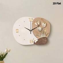 2D Flat, 1pc Modern Minimalist Flower Creativity Art Clock Mute Decorative Wall Clock, Super Quiet Quartz Movement, No Ticking Sound, Suitable For Bedroom Decor, Dining Room Living Room Office Sofa Background Wall Decor, Home Decor