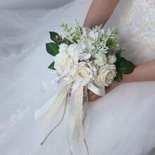 Artificial Rose Bridal Bouquet, Suitable For Wedding Ceremony, Bridesmaid, Anniversary, Wedding Decoration, Wedding Gift Valentine's Day Accessories - Multicolor - View 3