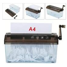 Hand Manual Desktop Office A4 Paper Shredder Strip Cut Shredding W/ Wastebasket - Black - View 2