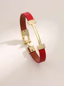 1 件时尚皮革手链，优雅腕带，全新设计，带钩扣，适合日常佩戴，高品质礼物，非常适合万圣节和圣诞节