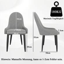 Dining Chairs Set Of 2, Modern Upholstered Fabric Kitchen Chairs, Dining Table Chairs With High Back And Metal Legs - Grey - View 2