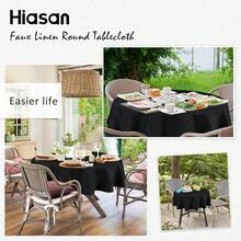 Round Linen Tablecloth 50 Inch - Wrinkle And Stain Resistant Washable Polyester Fabric Table Cloth For Dining Room Kitchen Party, Black - Black50Round - View 7