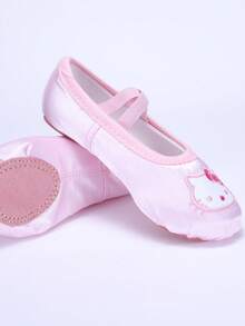 Sanrio A Pair Of Children's Hello Kitty Dance Shoes, Girls' Soft Soled Lace Ballet Shoes, Practice Cat Paw Shoes, Dance Yoga Shoes