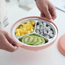 304 Stainless Steel Children's Dinner Plate Cartoon Grid Student Baby Tableware Rice Bowl Fast Food Plate - Multicolor - View 4