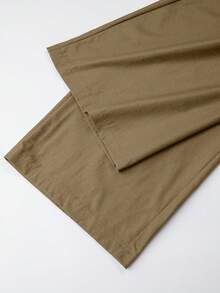 2 件女士优雅纯色系带衬衫 + 裤子休闲装，适合日常穿着、休闲装、度假装、邮轮装、海滩装、日光浴装、极简装 - 卡其色 - 查看 12