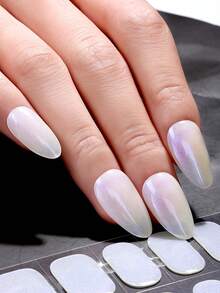 16 Spitzen Semi Cure Gel Nagel Wraps (Mehrfarbig) Träumerisches Mauve Aurora Bling Nail Art Aufkleber, selbstklebende Full Wrap Nail Art, zu verwenden mit UV-Lampen, einfach anzubringen und zu entfernen, geeignet für Frauen und Mädchen für tägliches Dating DIY Nail Art Verwendung