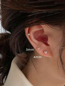 2/4/6/8pcs Set Women's Sleeping Mini Stud Earrings, 2mm Gold And Silver Color, Hypoallergenic Small Earrings, Sexy Minimalist Style, Comfortable Ear Studs For Pierced Ears, No Need To Remove, Suitable For Women's Daily Wear, Unisex, Perfect Couple Choice