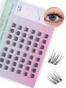 72pcs Brown Fluffy Cartoon Eyelash Clusters, 2-Second Clip-On, No Glue Needed, Natural-Looking Eyelash Extension Set, Suitable For Daily Wear, Dates, Cosplay, Eyelash Lengthening Tool, Popular Beauty Product For Women With Limited Time - Black - View 5