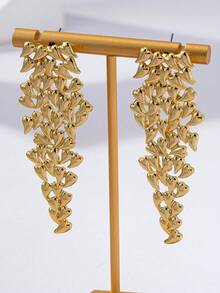 1 par de pendientes de botón de aleación con diseño de corazón hueco, elegante y romántico