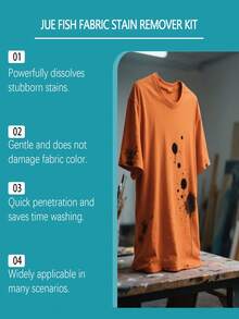 100 ml + 30 ml Ensemble de détachage pour tissus JUE FISH, nettoyant pour vêtements, nettoyage de chaussures, nettoyage de tous types de vêtements, nettoyage de literie, nettoyant tout usage