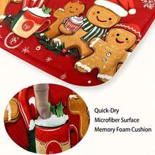 1pc/3pcs Gingerbread Man Christmas Themed Bath Mat, Warm And Joyful Carpet - Washable And Easy To Clean, Suitable For Bathroom, Laundry Room, Living Room, Bedroom, Kitchen, Christmas Home Decor Rug Set; Bath Mat: Bathroom Mat, Bath Rug, Door Mat, Small Rug, Carpet, Mat, Home Decor, Area Rug, Outdoor Mat, Home Decor, Area Carpet, Bedroom Carpet, Washable Rug