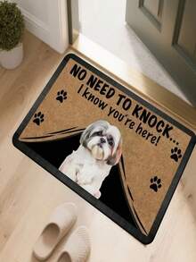 1pc New Shih Tzu Welcome Doormat, Suitable For Living Room, Bedroom, Indoor - Machine Washable - Flannel Material, Delicate Wrap, Skin-Friendly, No Pilling, Water-Resistant Easy Care, Odorless - Ideal For Home Decor, Room Decor, Living Room Carpet, Bedroom Carpet, Bathroom Carpet, Kitchen Carpet, Area Rug, Hotel Decor - Area Rug, All Season Use.