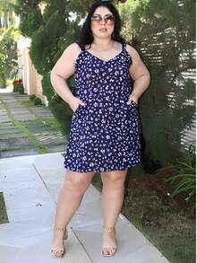 Women's Plus Size Jumpsuit Short Skirt With Printed Lining Summer - 顏色 36 - 查看 2
