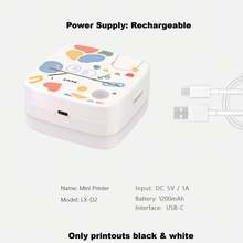 LAIBEAR 迷你贴纸打印机，便携式热敏口袋照片打印机，蓝牙无墨打印机，适用于DIY日记、备忘录、学习笔记、清单，返校必备