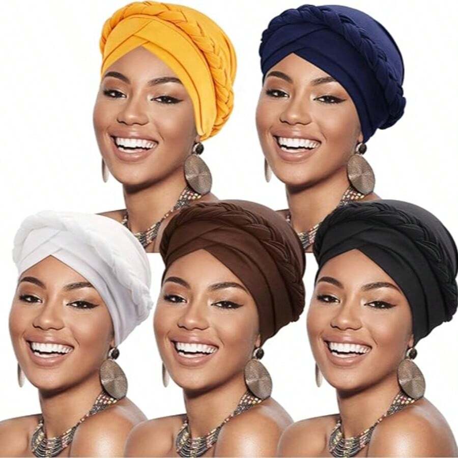 1pc Handmade Woven Headscarf, African Style Headwrap, Hair Turban, Women's Chemo Cancer Hat, Pre-Twisted Braided Headband, Suitable For Daily Use