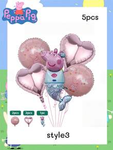 5 pièces Combinaison de ballons de décoration de fête de dessin animé Peppa Pig. Meilleur cadeau de fête pour de bons amis, décoration d'ambiance de fête, décoration de fête parfaite, décoration de la maison, décoration parfaite de la chambre, cadeau de Noël, Saint-Valentin, cadeau idéal pour l'ami, convient pour les célébrations d'anniversaire, souvenir pour femmes, mignon esthétique, Saint-Valentin, cadeaux, décorations, décoration de la maison, cadeaux de la Saint-Valentin, décorations de Noël, hiver