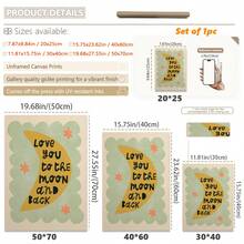 1/3 buc, Tablou de perete pe pânză, Decor de perete înrămat, Decor pentru camera copiilor, Te iubesc până la lună și înapoi, Decor de perete roz, verde, albastru, Cadou pentru bebeluși, Decor pentru creșă, Decor pentru preșcolari, Cadou de ziua de naștere, Decor de sărbători pentru copii