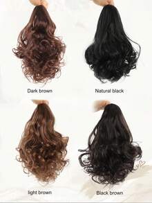 10 英寸马尾接发 - 夹式马尾接发，卷曲波浪马尾接发，女士合成爪夹马尾接发 - 彩色 - 查看 7