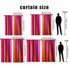 两片装数码印花薄纱窗帘，几何渐变图案，由橙色过渡到玫瑰粉，涤纶材质。安装简便，是装饰客厅、卧室、厨房和办公室的理想之选。 - 彩色 - 查看 3