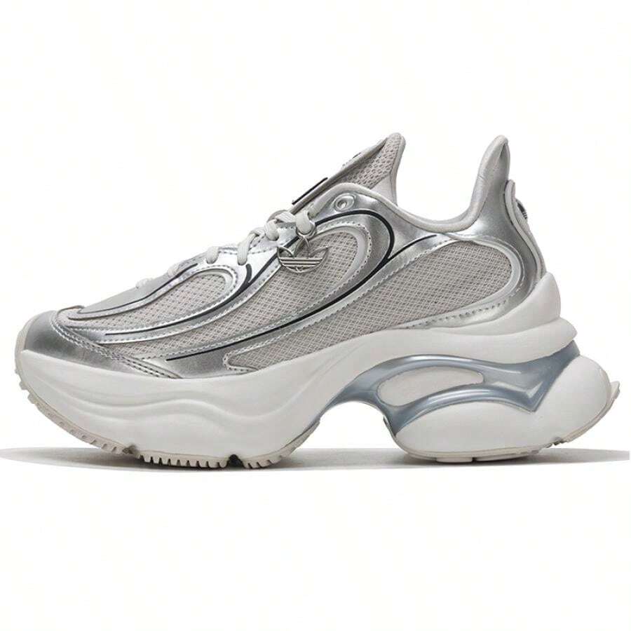 Adidas Originals OZVENUZ W 女士缓震休闲运动鞋，适合日常运动和休闲 - 金屬銀/淺灰色/晶白色 - 查看 1