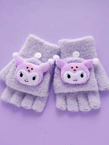 Sanrio 1 Peça Luvas Quentes e Fofas de Desenho Animado Sanrio para Crianças, Luvas Quentinhas e Confortáveis com Parte Superior Reversível, Adequadas para Uso Diário no Outono/Inverno