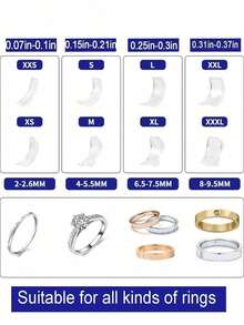 Transparent Ring Sizer Adjuster, Invisible Ring Sizer, Women's Loose Ring Size Reducer Invisible Sticker, Transparent DIY Sewing Jewelry Tool Kit, Loose Ring Adjuster Set - Ideal For Wedding Rings And Jewelry, Comfortable Fit - Multicolor - View 10