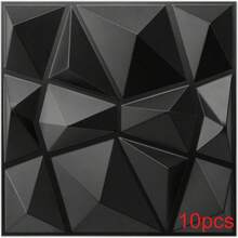 1片/10片/20片/30片/40片/50片 3D鑽石設計3D牆貼，耐火耐磨牆板，30x30cm 啞光黑與白，DIY家居牆面裝飾 - 黑色 - 查看 9