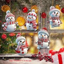 10pcs Holiday Snowman Acrylic Decorations - 2D Flat Style, Red & White Plaid Scarf, Hat And Gloves, Hanging Ornaments, Suitable For Christmas Tree, Ideal Holiday Gift, Christmas Tree Decorations | Holiday Decor Design | Flat Style Decor, Christmas Decorations Home Decor Room Decor