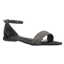 Elegant Women's Flat Sandal With Shiny Details And Leaf Toe - màu đen - Xem 3