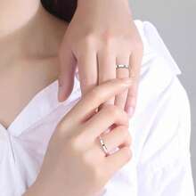 925 Silver Plated Sun And Moon Couple Ring With Adjustable Open Setting - Bạc - Xem 4