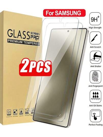 2 Packs, Compatible With Samsung Screen Mobile Phone Protector, Suitable For Galaxy S25 Ultra Screen Protector Tempered Glass, Supports Fingerprint Unlocking, Face Recognition, Scratch-Resistant, High Definition, Bubble-Free