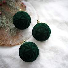 12 Pieces Of 8cm Velvet Christmas Balls, Wine Red/Dark Green Velvet Christmas Tree Pendant Decorations, Suitable For Christmas Festival Scene Decoration And Arrangement - Multicolor - View 8